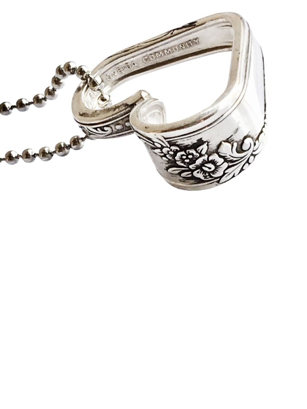 Floral Heart Silverware Necklace, Vintage  Queen Bess II Flatware, Spoon Theory - Picture 3 of 7